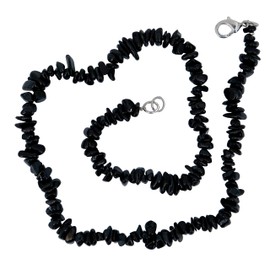 Taddart Minerals Black splinter necklace made from natural gemstone tourmaline Schorl with 45 cm length - handmade, Tourmaline Black, Schorl