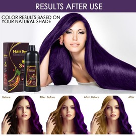 Instant Shampoo for Black Hair, Colour Shampoo for Grey Hair, Natural Hair Dye Shampoo for Black Hair, Men and Women (Purple)