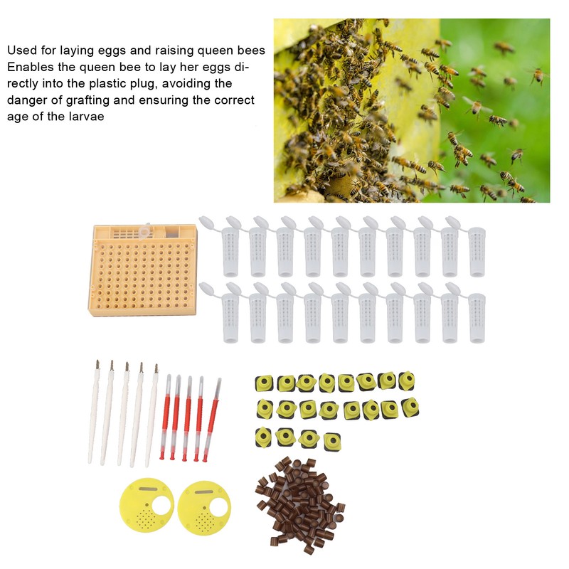 Queen Bee Rearing System Plastic Breeding Cell Cup Kit Beekeeping