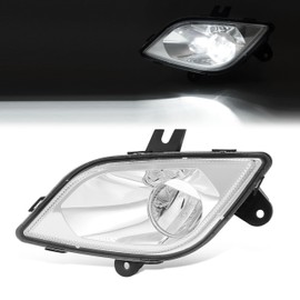 HECASA Front Left Full LED Fog Light Compatible with 2018-2024 Freightliner Cascadia Front Bumper Fog Light Lamp DRL Clear Lens Chrome Housing Driver Side Replacement for A6603653002