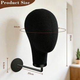 21in Wig Head Wall Mount Mannequin Head for Caps,Canvas Hat Display Hanger