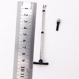 1Pcs Black 1/12 Dollhouse Miniature Accessories,Metal Microphone with Stand, Dollhouse Microphone Music Room Recording Room Studio Decoration Present Mic Figure (5.2cm x 1.8cm x 1.8cm)