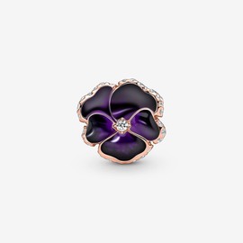 Deep Purple Pansy Flower Charm 925 Sterling Silver Pendant,Girl Jewelry Beads Gifts for Women Bracelet&Necklace