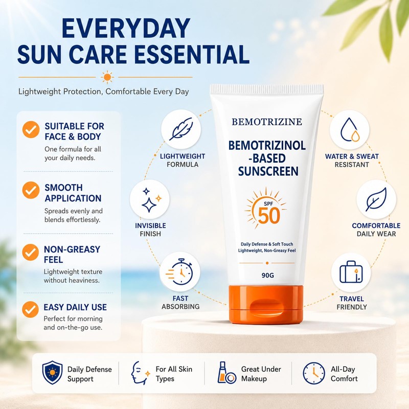 Bemotrizinol-Based Sunscreen, Face & Body Sun Care Lotion, Lightweight Invisible