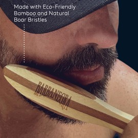 Barbanegra's Beard Styling Brush with Ergonomic Design. Long-lasting made from Eco-Friendly Bamboo with Natural Boar Bristles Beard & Mustache Brush for Men.