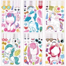 24 Sheets Make Your Own Unicorn Stickers Make A Face Stickers for Kids Toddlers with Unicorns DIY Craft Stickers Kids Party Favor Supplies Crafts