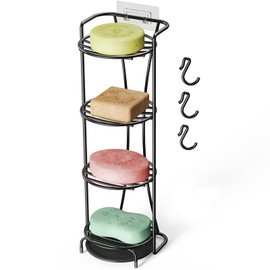 NiHome 4-Tier Soap Holder with Efficient Drainage, Bar Soap Holder for Shower, Shampoo Bar Holder, Shower Soap Holder with Durable Rust-Free Finish (Black)