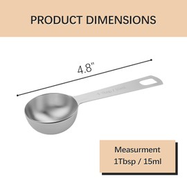 BERYLER 1 Tablespoon(15 mL | 3 Teaspoon | 1/16 Cup | 1/2 oz) Single Measuring Spoon, Stainless Steel Individual Measuring Spoons, Metal Measuring Spoons Only