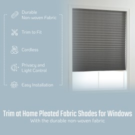 Cut-at-Home Cordless 100% Blackout Cellular Fabric Pleated Window Shade Pull-Down Blind for Home, Bedroom, Living Room, Kitchen, Office, Cut-to-Size, with 2 Clips, 48x72 inches, Gray, 1 Pack