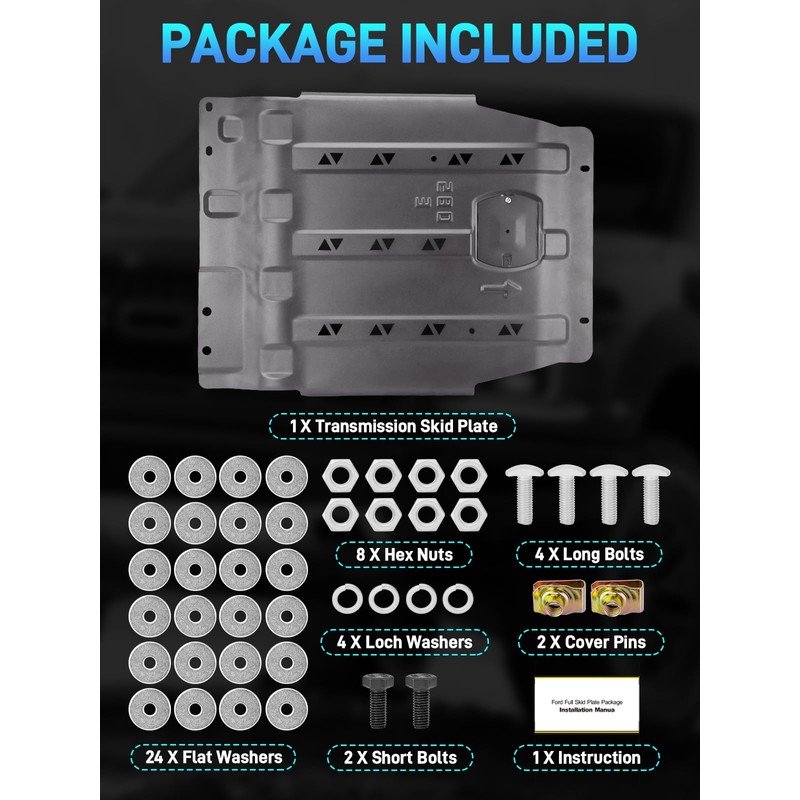 Transmission Skid Plate Compatible with 2015-2022 Ford F150 4WD 2.7L