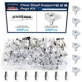 60pcs Clear Shelf Support Pegs Kit,Shelf Pins Holders for Furniture Closet