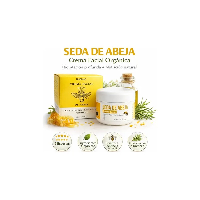 Crema Facial Natshop Seda de Abeja Con Vitamina E 50ml