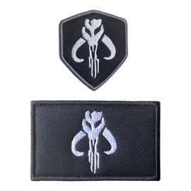 2 Pcs Movie Skull Mercenary Shield Badge Flag Patch Emblem Embroidered Fastener Hook & Loop Applique Tactical Military Funny Patches for Jacket,Vest,Backpacks,Bags,Clothes,Jeans,Caps,Hats
