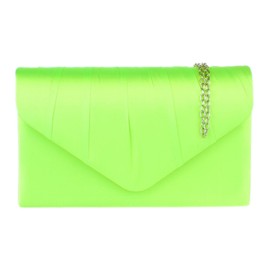 Girly Handbags Women's Satin Pleated Clutch Bag, neon yellow