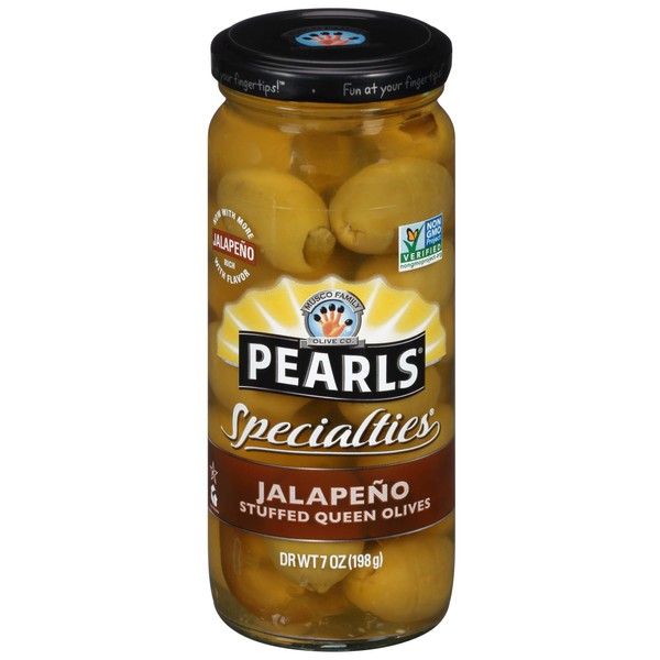 Pearls Specialties Jalapeno Stuffed Queen Olives, 7 Ounce -- 6 per case.