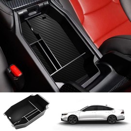 Treesiche 2023 2024 2025 Accord Center Console Accessory Organizer for 2023-2025 Honda Accord Sport EX-L L Touring LX EX with Carbon Fiber Leather Mat