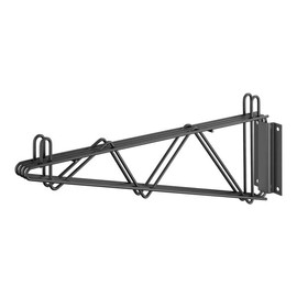 Glownary Black Epoxy Wire Double Wall Mounting Bracket, Metal, 18 Inch Deep, 180 lb Capacity, NSF Listed, for Retail, Warehouse, Moist Environments