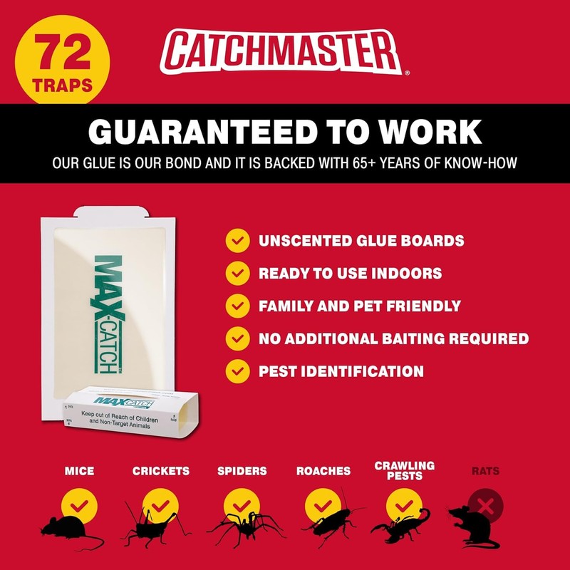 Catchmaster Max-Catch Mouse & Insect Glue Trap 72PK, Mouse Traps