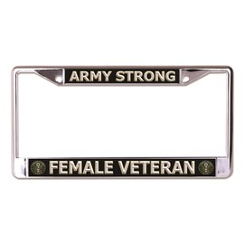 Female Veteran Army Strong Chrome License Plate Frame
