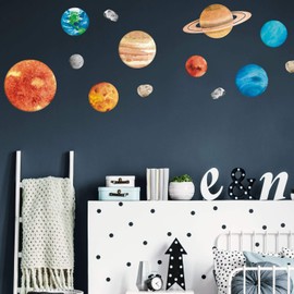 Stickerscape Solar System Wall Stickers Planet Wall Decals Sun Moon Earth Jupiter Saturn Space Wall Stickers Kids Bedroom Playroom Boys Bedroom Space Stickers for Walls Space Decorations Removable