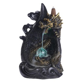 Zedazoom Dragon Backflow Incense Holder Waterfall Incense Burner, with LED 30 Incense Sticks,20 Backflow Incense Cones,1 Mat,1 Tweezers，Elephant Statues，Aromatherapy Ornamental for Home Office Yoga