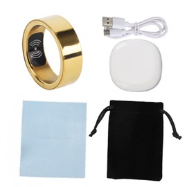 Smart Ring Fitness Tracker Titanium Alloy Sleep Temperature Monitoring Waterproof Rechargeable Smart Health Ring with APP for Men Women Gold Type 21
