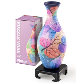 Pintoo 3D Puzzle Vase Unique Flower Vase Made by 160 Curved Plastic Puzzle Pieces House Warming Gift for Flower Arrangements and Home Decoration - [S1034] (Classic, Colorful Leaves)