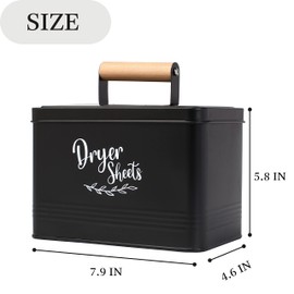 Perfnique Dryer Sheet Holder, Farmhouse Dryer Sheet Dispenser with Lid for Laundry Room Decor, Dryer Sheet Container, Laundry Sheet Holder for Laundry Room Organization, Dryer Sheet Box (Black, Sheet)