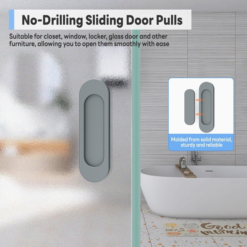 YogePote 2 Pack Self Stick Sliding Door Handles, Aluminum Alloy