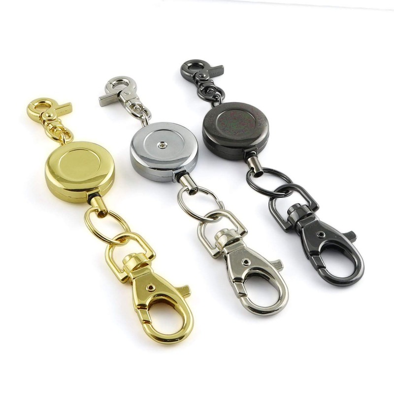 JCBIZ 1PCS Retractable Key Chain with Hook Zinc Alloy High