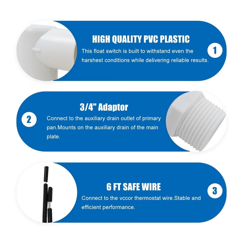 BGEHHCY Upgraded SS2 AC Drain Pan Float Switch – Automatic