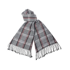 Dahlia Mens Winter Scarf - Rayon Silky Soft Cashmere Feel, Striped Plaid, Red