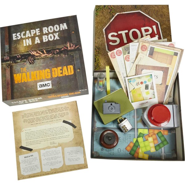 Mattel Games Escape Room in a Box:The Walking Dead Board Game, Party Game for 4 to 8 Players with Clues & Puzzles Inspired by AMC TV Series, Gift for Teens & Adults Ages 13 Years Old & Up