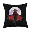 Vampire Cat with Cape and Full Moon Throw Pillow