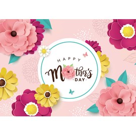 LYCGS 8X6ft Mother's Day Backdrop Yellow and Pink Flower Background Mother's Day Photography Backdrops Mother's Day Party Decoration Banner X-106
