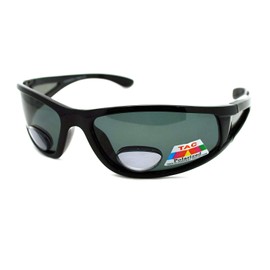JuicyOrange Mens Wrap Around Sport Sunglasses Polarized Plus Bifocal Reading Lens Black