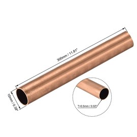 TA-VIGOR 3Pcs Copper Round Tube, 10mm OD 0.5mm Wall Thickness 300mm Long Straight Pipe Tubing for Hobbies, Crafts, Building Models, Building Decorations, Frames, Industrial, Gardening Products