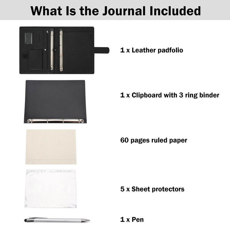 Wonderpool A4 PU Leather 3 & 4 Ring Holder Writing