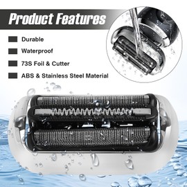 2 Stück Ersatz-Scherkopf Kompatibel mit Braun Series 7, 73S Rasierköpfe Ersatzklingen Klingen Rasierkopf für Series 7 7020s, 7025s, 7085cc, 7027cs, 7071cc and 7075cc etc. (73S, Silber)