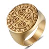 JAJAFOOK Men Gold Plated Stainless Steel Catholic St Benedict Exorcism