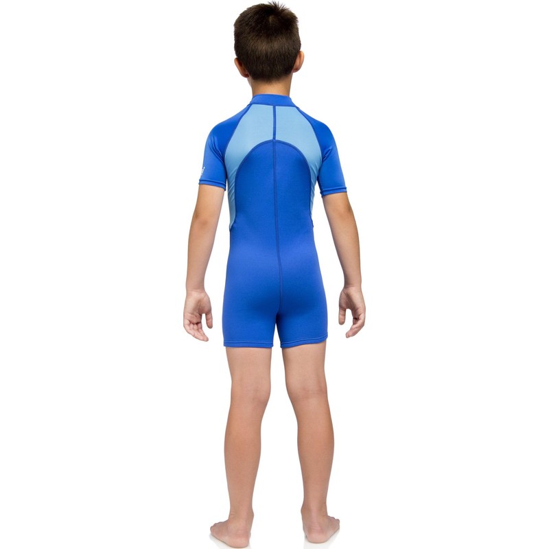 Cressi Boy's Shorty Neoprene Snorkelling Suit, Short Sleeves - Blue/Light