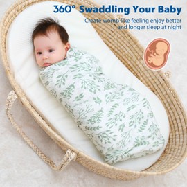 Yoofoss Muslin Swaddle Blankets, 4 Pack Receiving Blankets for Boys and Girls, 47 x 47 Inches Muslin Baby Blankets Soft Breathable - Green