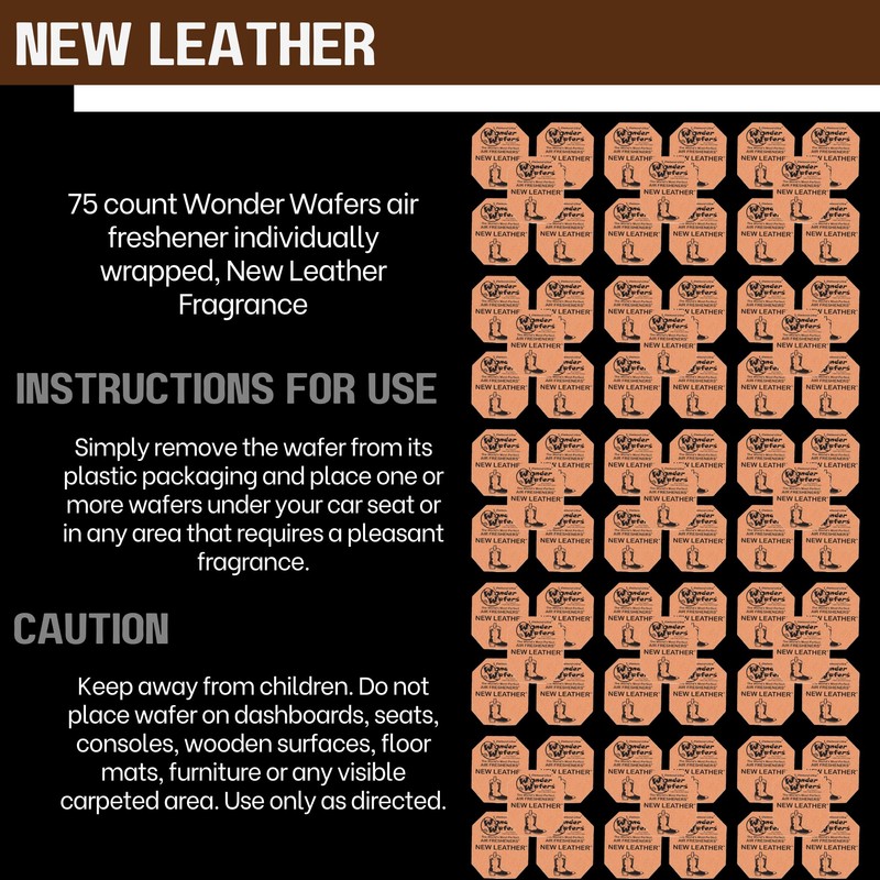 Wonder Wafers 75 count Air Fresheners Individually Wrapped, New Leather