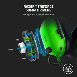Razer BlackShark V2 X - Multi-Platform Wired Esports Headset (Triforce 50 mm Drivers, Advanced Passive Noise Cancellation, 7.1 Surround Sound, Hyperclear Cardioid Mic) Green