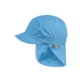 Sterntaler Peaked Cap, Basic, Girls’ Baby/Children's Hat with Neck Protection, Ear Flaps, Tie Band, UV Protection 50+, Made of Poplin (Organic), Summer Headgear, Velvet blue, 49