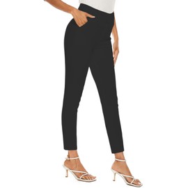 iChosy Women's High Waist Skinny Comfy Stretchy Work Pants with Pockets Black27 16