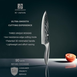 zongchuan 9C 8 Inch Chef Knife – Ultra-Smooth Cutting Experience,Effort-Saving Damascus Kitchen Knife,Professional Grade Sharp,Ergonomic Handle,9CR18MOV High Carbon Stainless Steel,Love's Gift Box