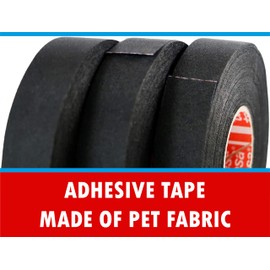 Tesa 51036 PET Fabric Tape for Wiring, Abrasion Protection, High Temperature, Maximum Flexibility, Solvent Free, Perfect for Motor Applications (9 mm x 25 m)