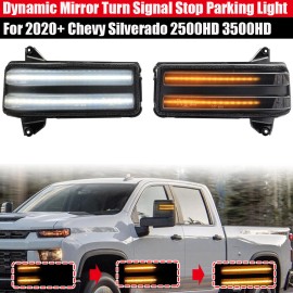 LUC For 2020-2024 Chevy GMC 2500 3500 Smoke Switchback Dynamic LED Side Mirror Light