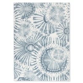 Tommy Bahama Shibori Summer Tie Dye Indoor Outdoor Area Rug, Tie Dye Modern Design, UV Fade Resistant, Blue/Dark Blue/Ivory, 3'11"x5'2"